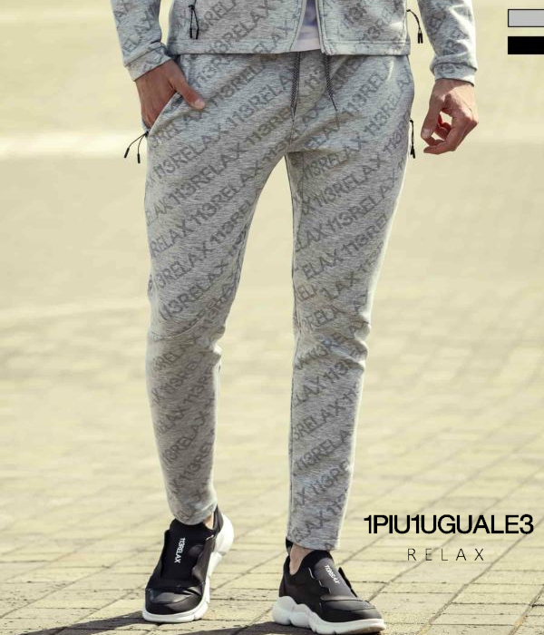 美品♡1PIU1UGUALE3 RELAX 総柄パンツ Ｍサイズ ストレッチ 1PIU1UGUALE3 RELAX 総柄ロゴジョガーパンツ メンズ カジュアル