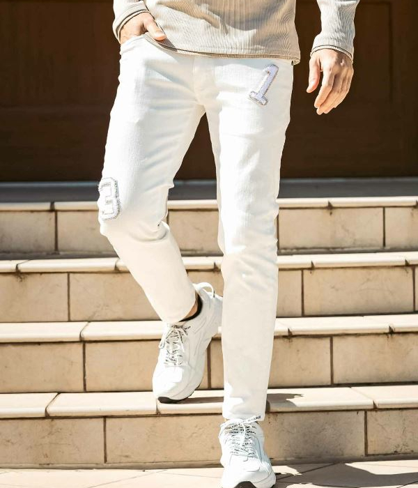 1PIU1UGUALE3 RELAX アップリケデニムパンツ メンズ ジーンズ