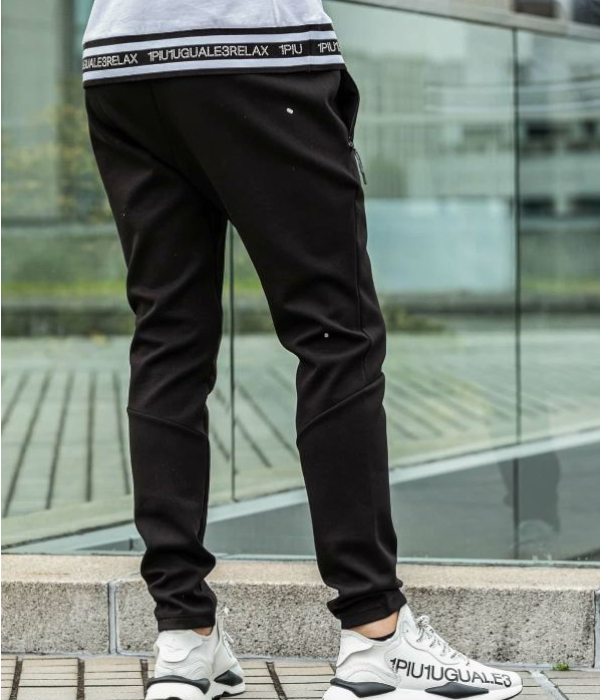 1PIU1UGUALE3 RELAX ラインストーンサークルロゴパンツ メンズ