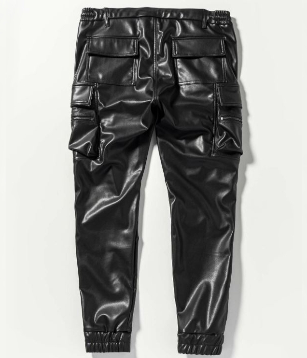 1PIU1UGUALE3 RELAX フェイクレザーカーゴパンツ メンズ スリム レザー