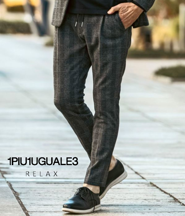 1PIU1UGUALE3 RELAX グレンチェックスラックス メンズ スーツパンツ 1PIU1UGUALE3 RELAX グレンチェックスラックス メンズ スーツパンツ