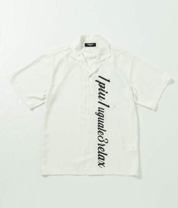 1PIU1UGUALE3 RELAX 縦ロゴアロハシャツ メンズ オープンカラー 半袖