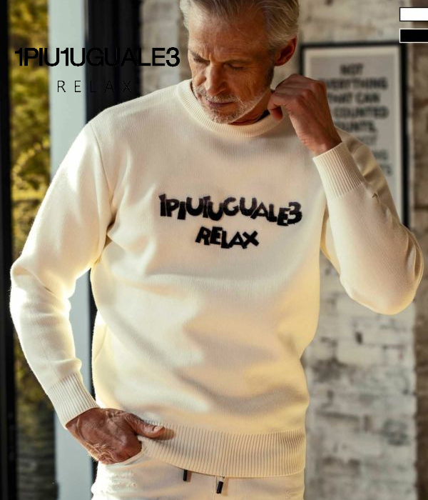 1PIU1UGUALE3 RELAX グラデーション3Dロゴニット セーター メンズ