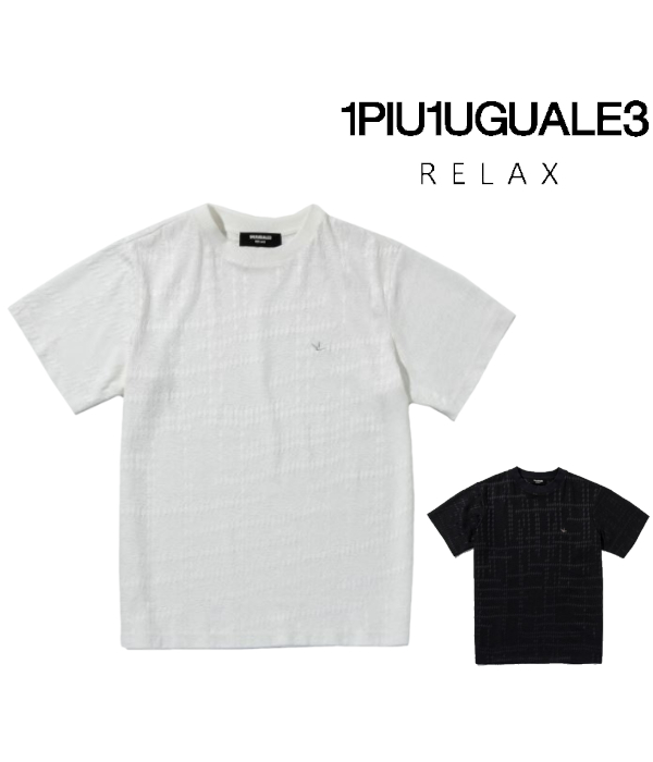 ランダムハウンドトゥースジャガードTシャツ 半袖 メンズ 1PIU1UGUALE3 RELAX カジュアル スポーツ リゾート ウノピゥウノウグァーレトレ リラックス | 1PIU1UGUALE3 RELAX