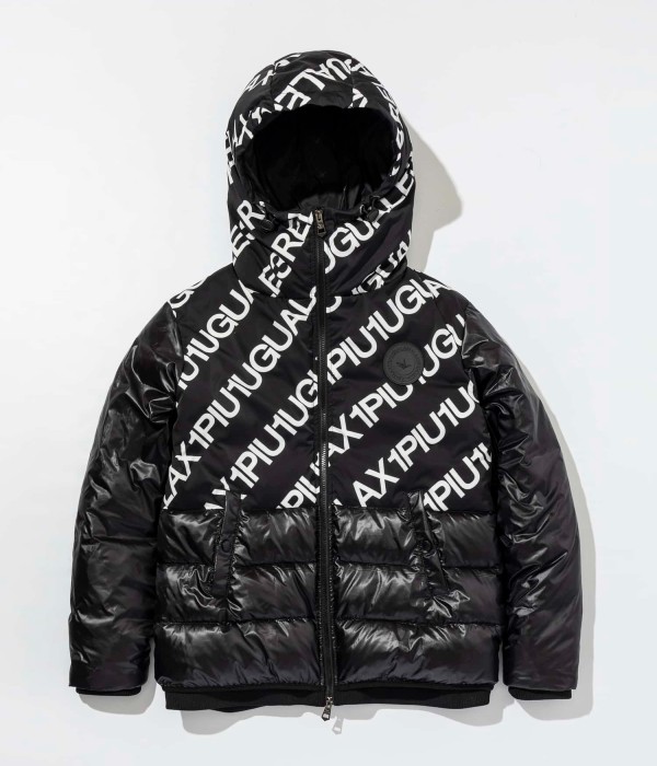 1PIU1UGUALE3 RELAX 総柄ロゴパデッドパーカー ジャケット フーディー