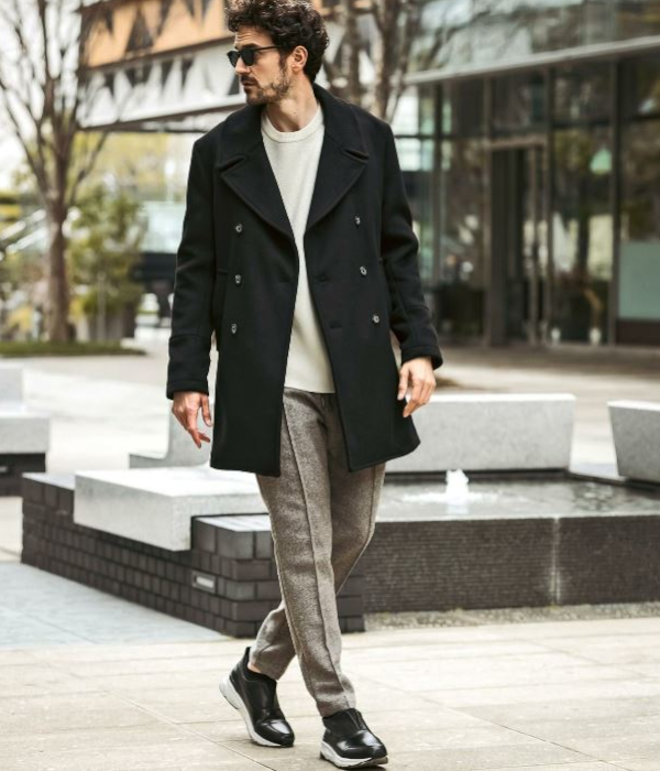 1PIU1UGUALE3 RELAX ウールコート メンズ ダブルブレスト アウター