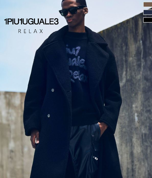 1PIU1UGUALE3 RELAX ダブルボアロングコート 男性 アウター 冬 大人 