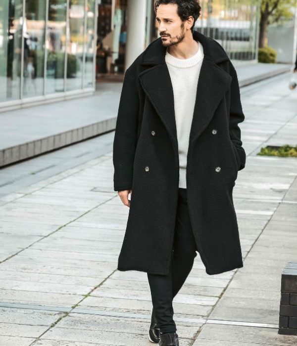 1PIU1UGUALE3 RELAX ダブルボアロングコート 男性 アウター 冬 大人