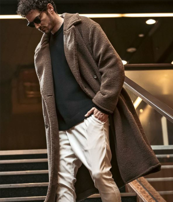 1PIU1UGUALE3 RELAX ダブルボアロングコート 男性 アウター 冬 大人