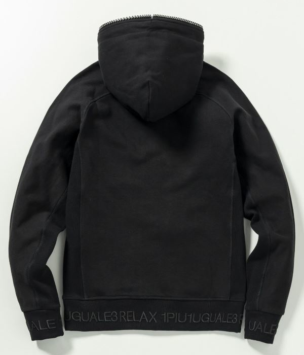 国内発送【1PIU1UGUALE3】リブ刺繍ラインストーンジップフーディ 1PIU1UGUALE3 RELAX リブ刺繍ラインストーンジップフーディー