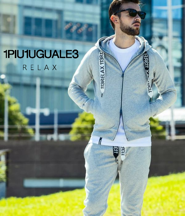 セットアップ 上下セット 1PIU1UGUALE3 RELAX ステッチパーカー&パンツセット ウノピゥウノウグァーレトレ リラックス ジャージ スウェット｜G FIELD