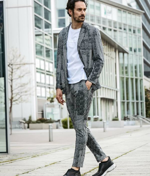 1PIU1UGUALE3 RELAX ジャガードセットアップ メンズ 千鳥格子 スーツ