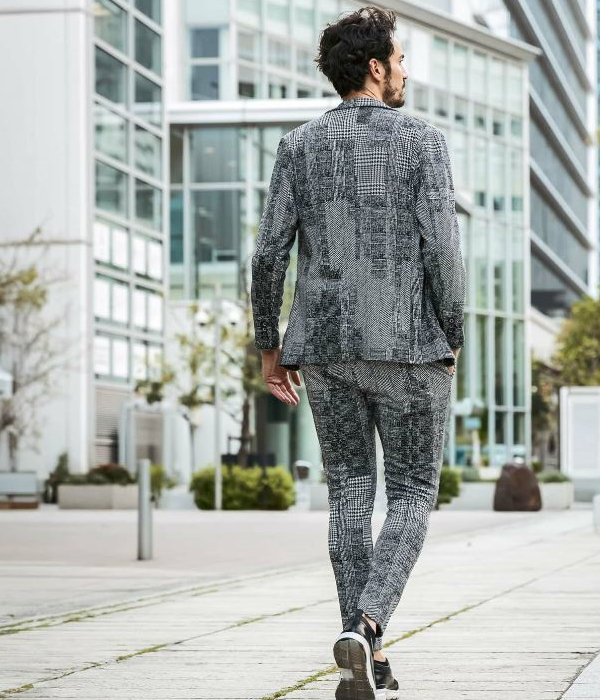 1PIU1UGUALE3 RELAX ジャガードセットアップ メンズ 千鳥格子 スーツ