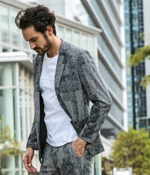 1PIU1UGUALE3 RELAX ジャガードセットアップ メンズ 千鳥格子 スーツ