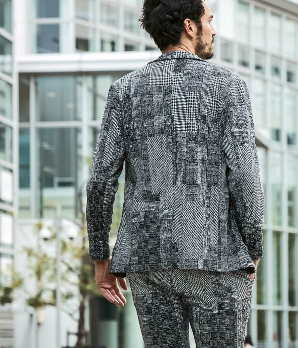 1PIU1UGUALE3 RELAX ジャガードセットアップ メンズ 千鳥格子 スーツ