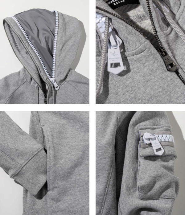 1PIU1UGUALE3 RELAX セットアップ メンズ ビッグファスナーカーゴ