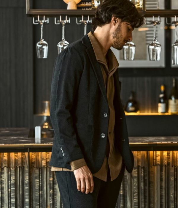 1PIU1UGUALE3 RELAX メンズ カジュアルスーツ 上下セット 1PIU1UGUALE3 RELAX セットアップ メンズ ブラックジャガード スーツ