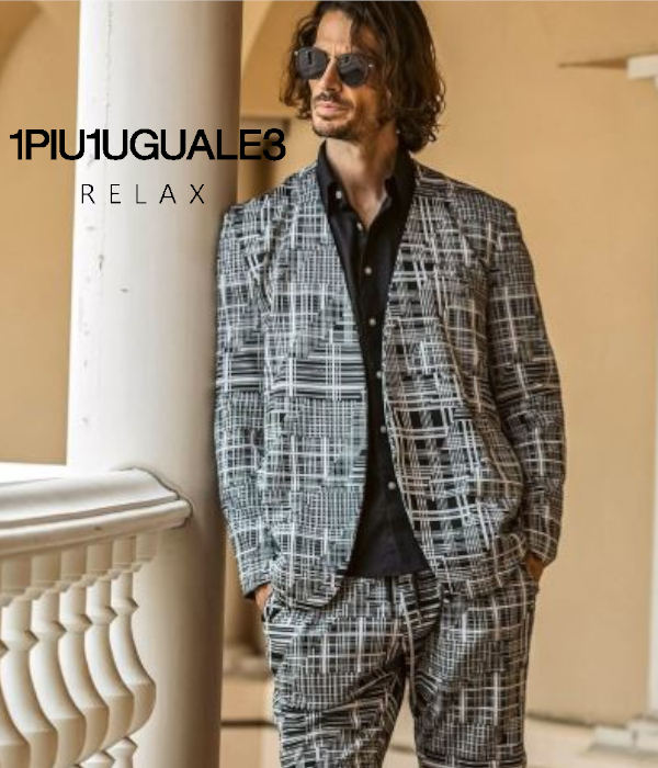 1PIU1UGUALE3 RELAX セットアップ メンズ ノーカラー スーツ 上下