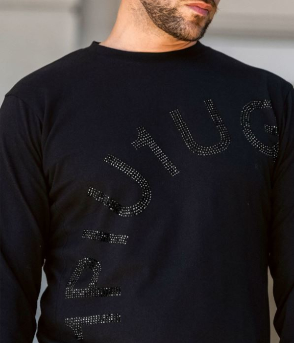 1PIU1UGUALE3 RELAX ラインストーンロゴTシャツ メンズ ロンT 長袖