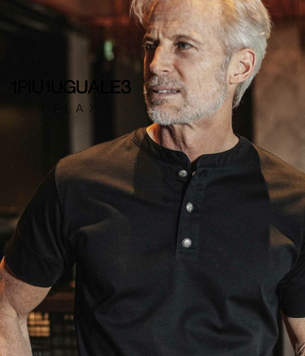 1PIU1UGUALE3 RELAX シルケットヘンリーネック半袖Tシャツ