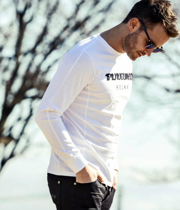 1PIU1UGUALE3 RELAX ボアロゴ刺繍ロングTシャツ 長袖 ロンT
