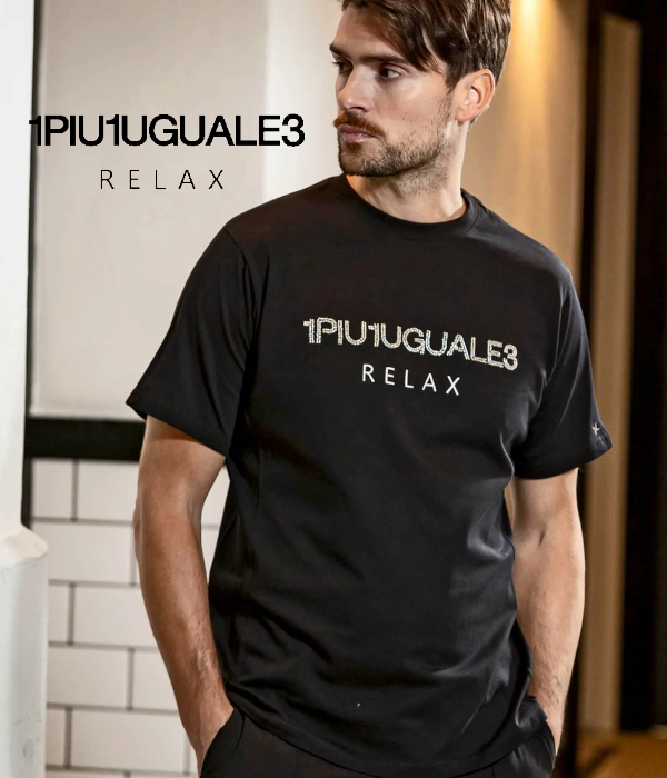 1PIU1UGUALE3 RELAX ビーズロゴTシャツ メンズ 半袖 カットソー