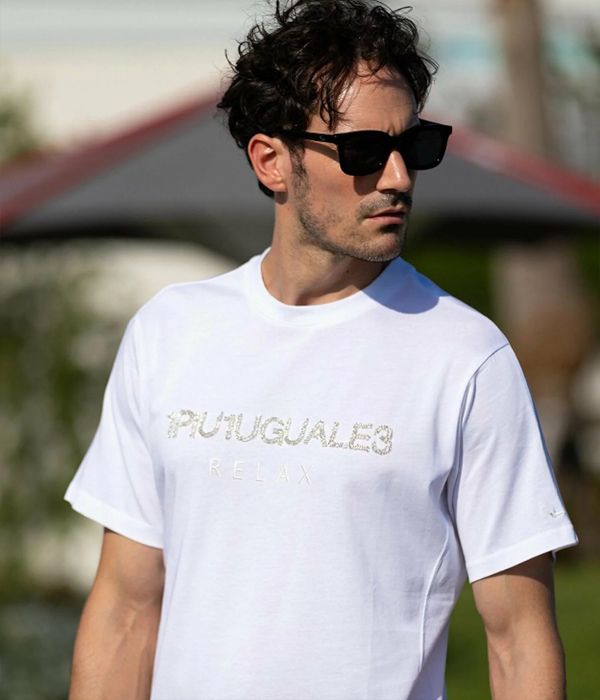 国内発送◎ 1PIU1UGUALE3 RELAX ビーズロゴ 半袖Tシャツ 1PIU1UGUALE3 RELAX ビーズロゴTシャツ メンズ 半袖 カットソー