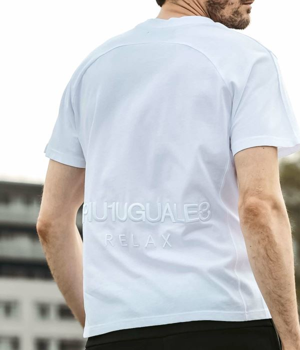 国内発送【1PIU1UGUALE3 RELAX】バック刺繍ロゴ半袖Tシャツ 綿 SHIFFON｜1PIU1UGUALE3 RELAX バック刺繍ロゴ半袖Tシャツ