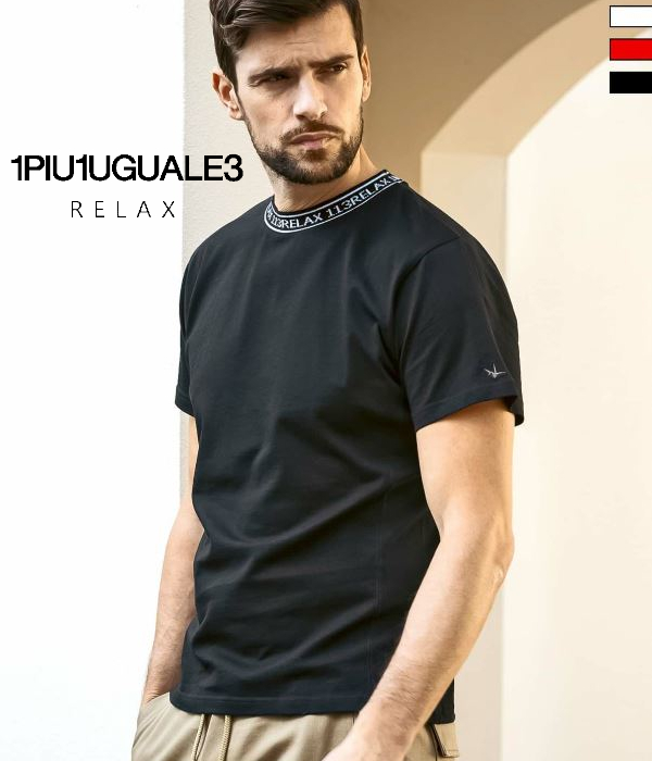 1PIU1UGUALE3 RELAX ネックロゴTシャツ メンズ 半袖 カットソー