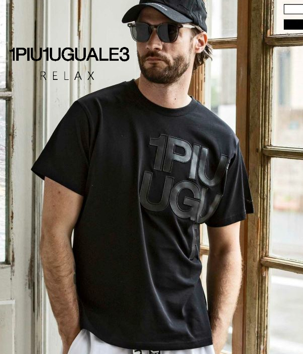 人気■1PIU1UGUALE3 RELAX■フェイクレザーロゴ 半袖 Tシャツ 1PIU1UGUALE3 RELAX フェイクレザーロゴTシャツ メンズ 半袖