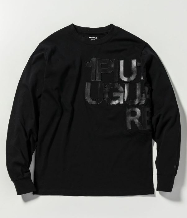 1PIU1UGUALE3 RELAX フェイクレザーロゴTシャツ メンズ ロンT