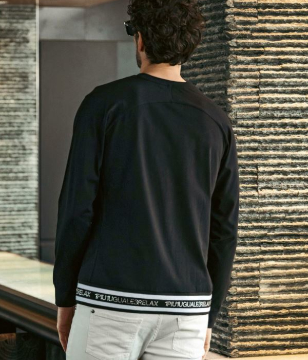 1PIU1UGUALE3 RELAX ラインストーンヘムTシャツ 長袖 メンズ