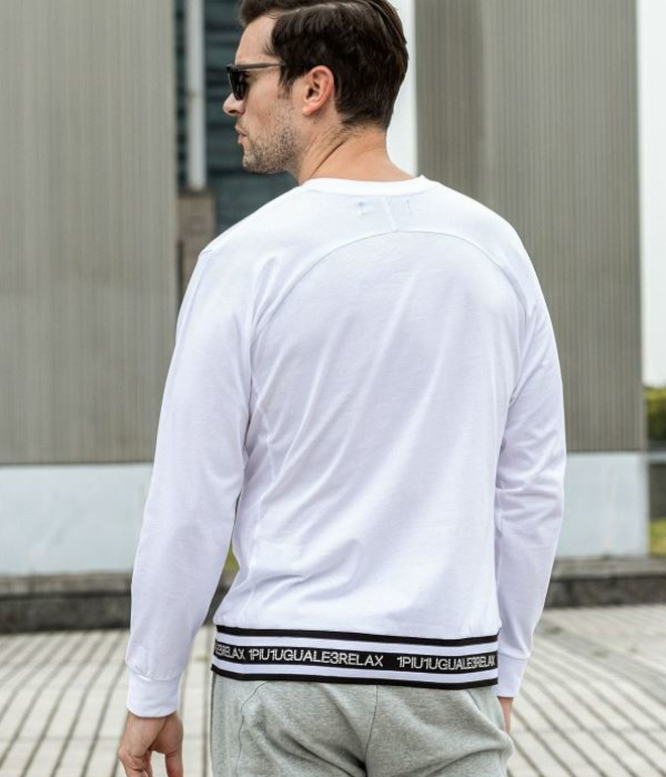 1PIU1UGUALE3 RELAX ラインストーンヘムTシャツ 長袖 メンズ