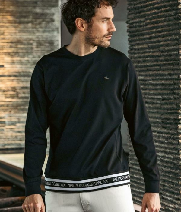 新品【1PIU1UGUALE3 RELAX】ラインストーン　ヘム長袖Ｔシャツ 1PIU1UGUALE3 RELAX ラインストーンヘムTシャツ 長袖 メンズ