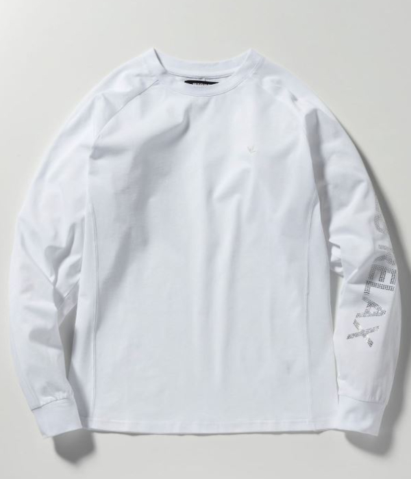 1PIU1UGUALE3 RELAX ラインストーンネックロゴTシャツ 長袖 1PIU1UGUALE3 RELAX - RHINESTONE COLLAR LONG T-SHIRT / ライン