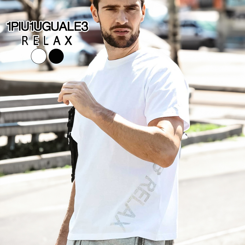 【1PIU1UGUALE3 RELAX】ラインストーン サイドロゴ 半袖Tシャツ 1PIU1UGUALE3 RELAX ラインストーンサイドロゴ半袖Tシャツ