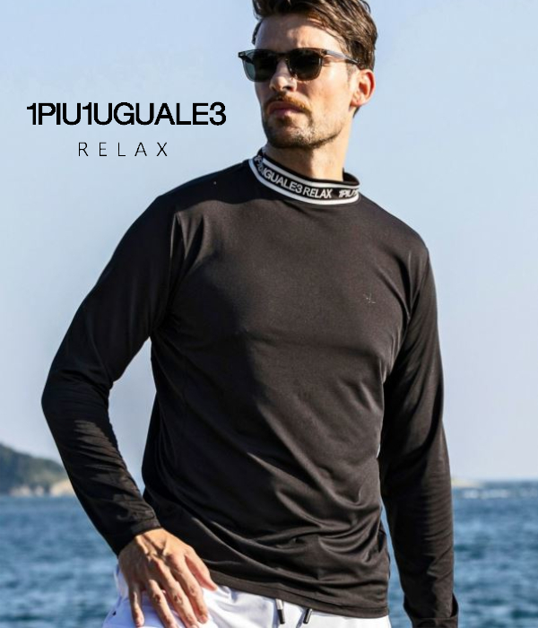 【1PIU1UGUALE3 RELAX】ネックロゴ長袖ラッシュガード 1PIU1UGUALE3 RELAX ネックロゴラッシュガード 長袖 Tシャツ