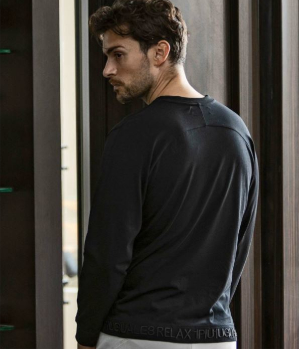 1PIU1UGUALE3 RELAX ヘム刺繍ロゴTシャツ メンズ 長袖 ロンT