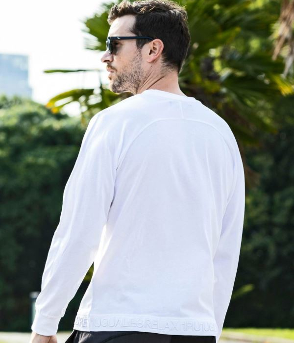 1PIU1UGUALE3 RELAX ヘム刺繍ロゴTシャツ メンズ 長袖 ロンT