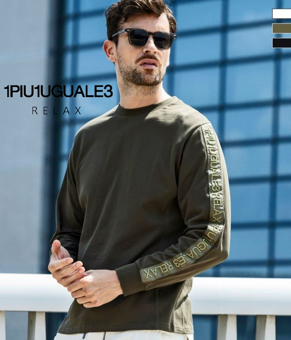 【定番人気】1PIU1UGUALE3 RELAX テープロゴロングTシャツ 1PIU1UGUALE3 RELAX テープロゴTシャツ メンズ 長袖 ロンT