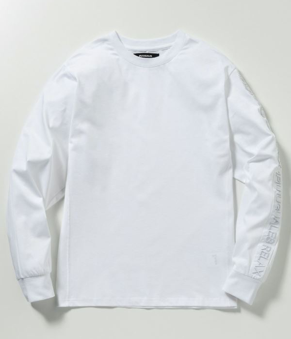 1PIU1UGUALE3 RELAX テープロゴTシャツ メンズ 長袖 ロンT カットソー 