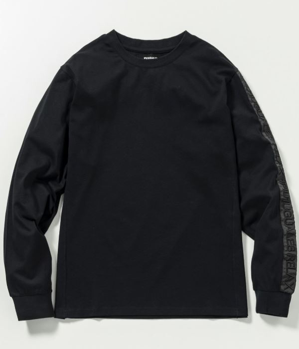 1PIU1UGUALE3 RELAX テープロゴTシャツ メンズ 長袖 ロンT