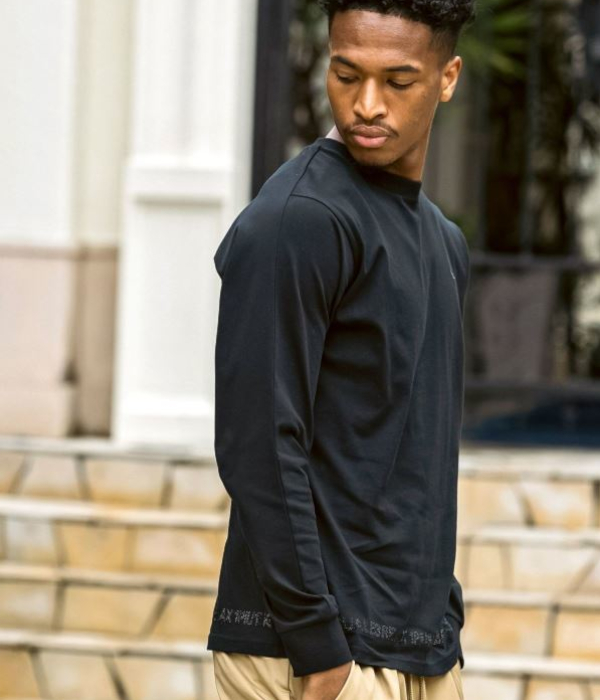 1PIU1UGUALE3 RELAX ラインストーンヘムシルケットTシャツ メンズ 長袖