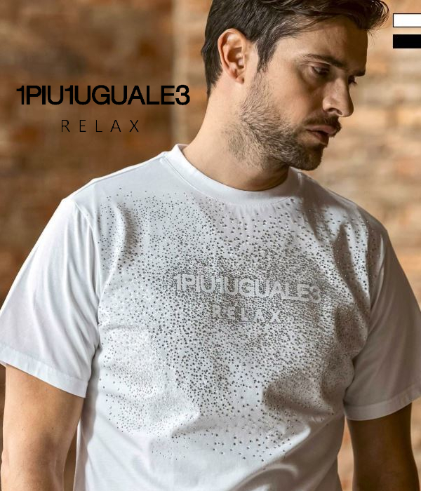 1PIU1UGUALE3 RELAX ウノピゥウノウグァーレトレ リラックス スプラッシュラインストーンTシャツ メンズ 半袖 カットソー カジュアル スポーツ 1PIU1UGUALE3 RELAX スプラッシュラインストーンTシャツ メンズ 半袖