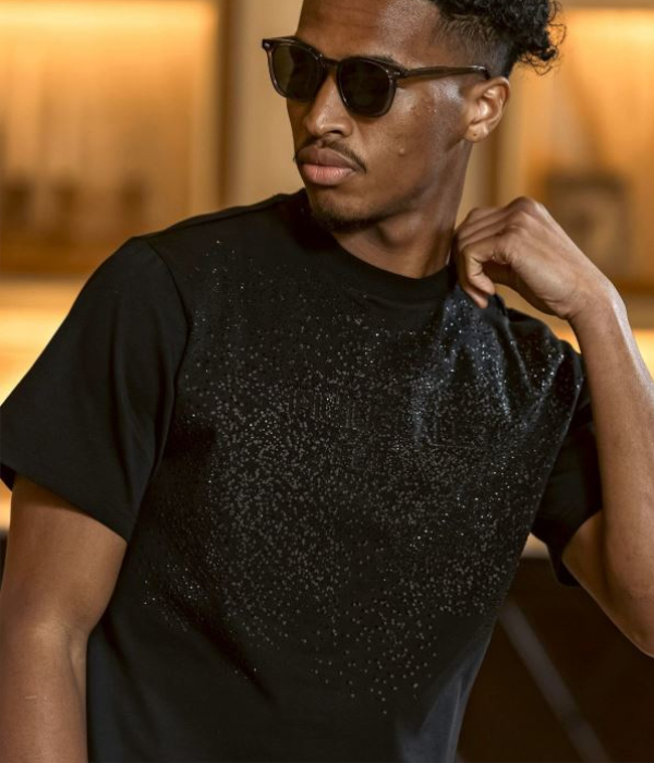 1PIU1UGUALE3 RELAX スプラッシュラインストーンTシャツ メンズ 半袖