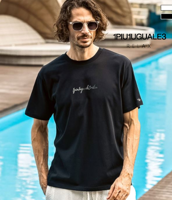 グラデーションラインストーンロゴTシャツ メンズ 半袖 1PIU1UGUALE3 RELAX カットソー カジュアル スポーツ ウノピゥウノウグァーレトレ リラックス | 1PIU1UGUALE3 RELAX