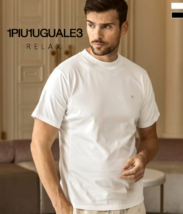 グロッシー刺繍ネックロゴTシャツ メンズ 半袖 1PIU1UGUALE3 RELAX カットソー カジュアル スポーツ ウノピゥウノウグァーレトレ リラックス | 1PIU1UGUALE3 RELAX