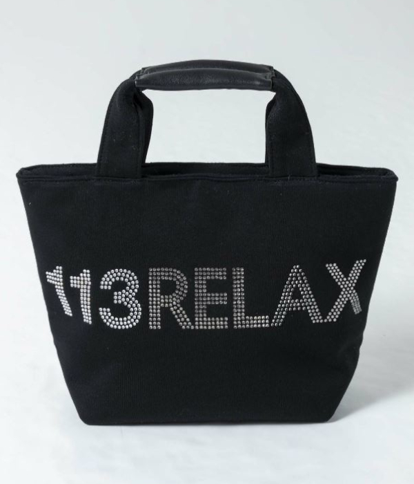 1PIU1UGUALE3 RELAX ラインストーンロゴトートバッグ かばん ユニ