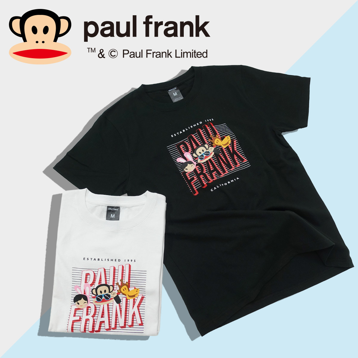 PAUL FRANK ポールフランク 集合 Tシャツ メンズ 半袖 ブラック