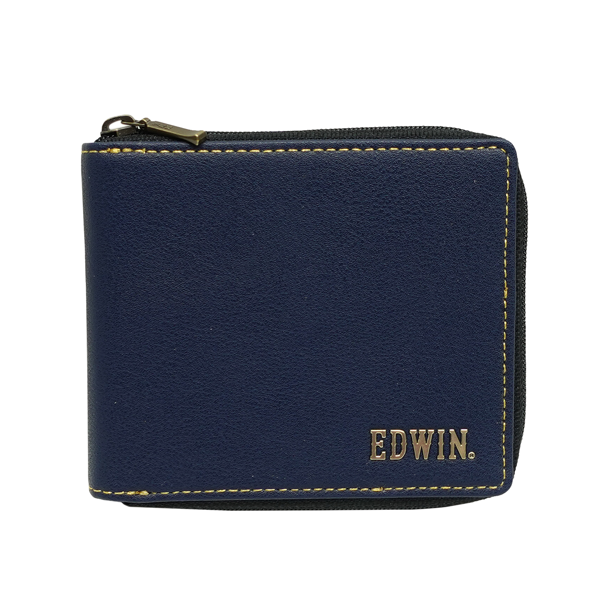 エドウイン EDWIN 財布 サイフ 二つ折財布 メンズ レディース ラウンドジップ メタリックレター リップル合皮 カード収納 プレゼント ブラック ネイビー カーキ｜g-fine｜03